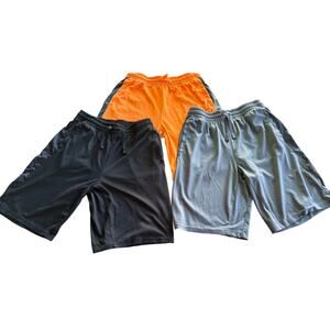 Russell Athletic Active Shorts Boys XXL Set of 3 Black Blue Orange Dri Power 360